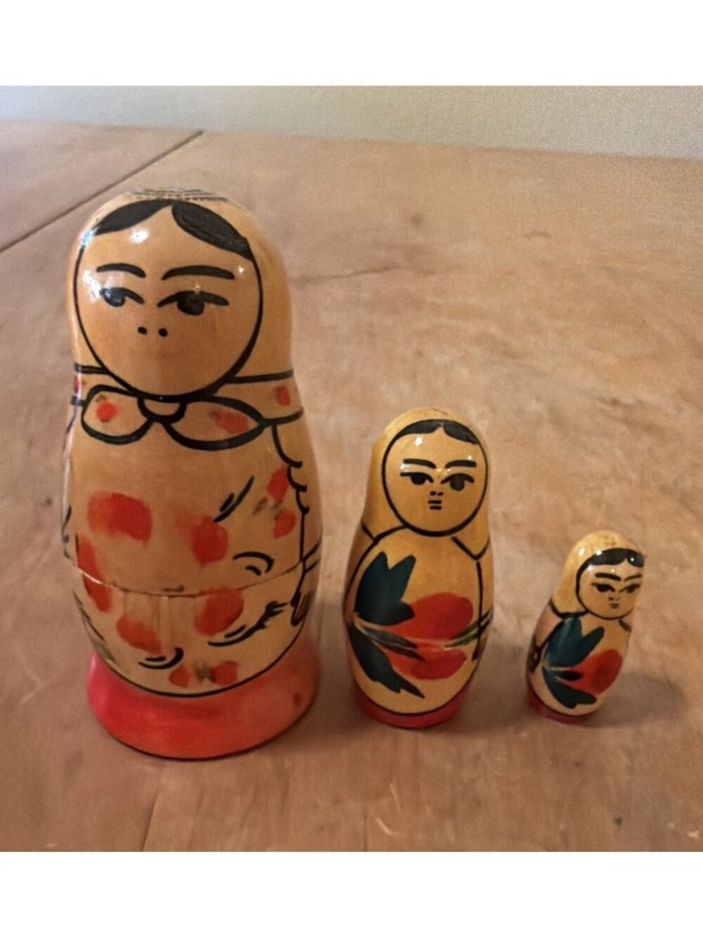 3 Piece Russian Matryoshka Nesting Doll Set 3”-hand painted Floral Motif